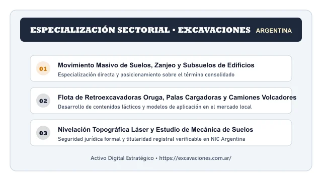 Pilares temáticos y especialización sectorial de Excavaciones en Argentina